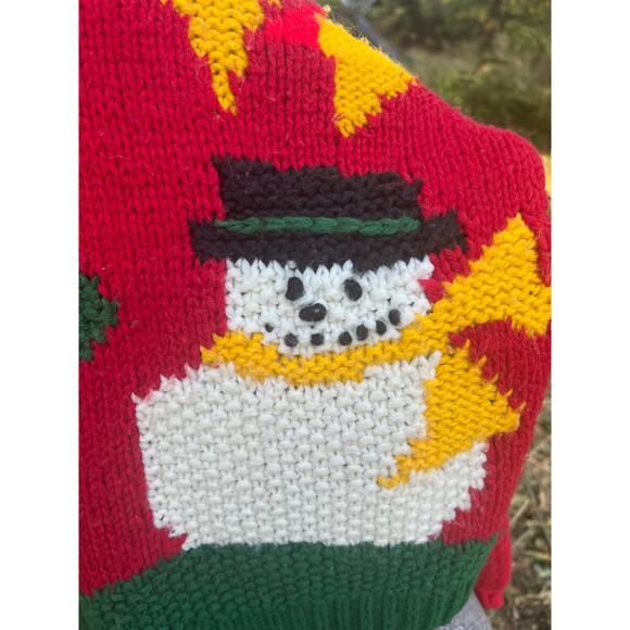 Vintage Karl and Taylor hand knit wool Christmas sweater with snowman size sm - Picture 2 of 6